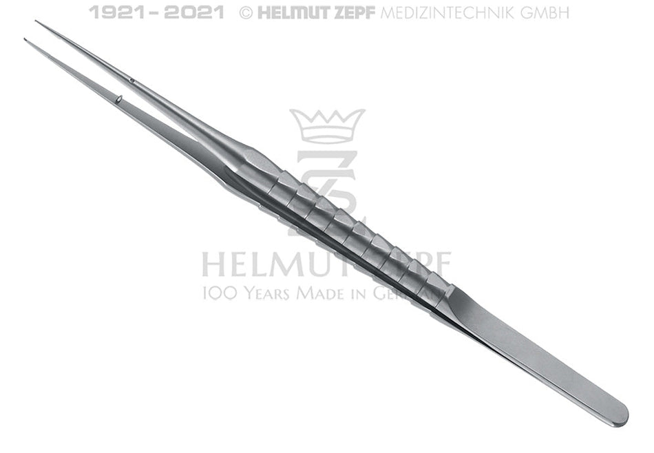 Micro tweezers, 17.5cm, 9 mm, ZEPF-Line with guide pin, 1x2 teeth, straight