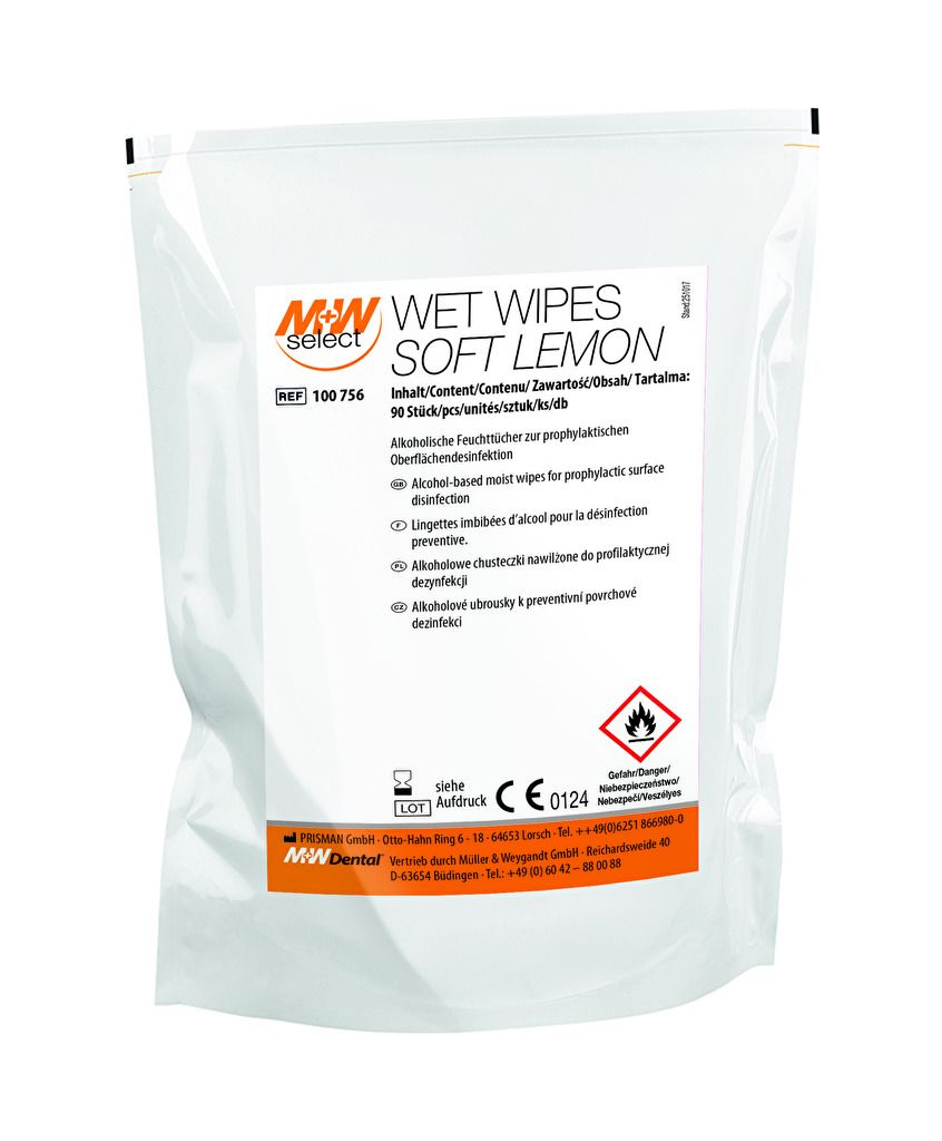 M+W Wet Wipes Soft AF, 28 × 30 cm, pack of 2 rolls