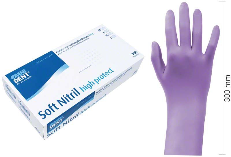 Omni high protect nitrile gloves soft - pack of 100 gloves purple, M