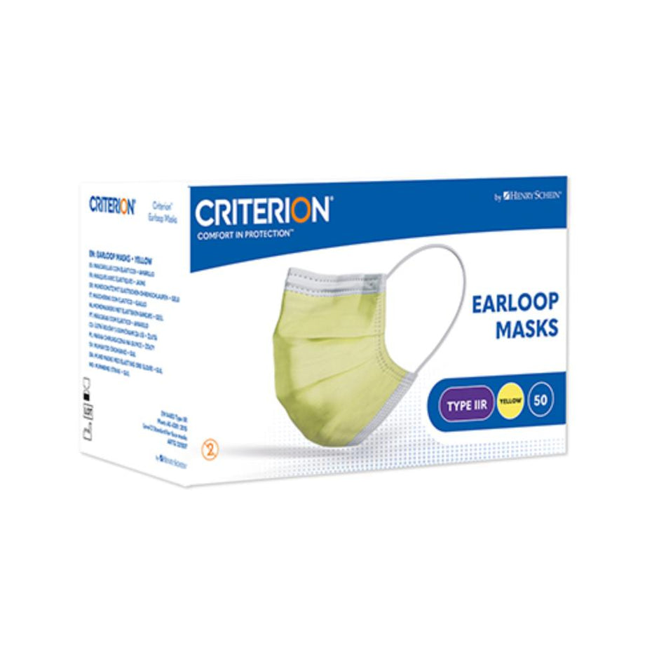 HS-Maxima face mask elastic ear loops yellow, 3-ply, pack of 50