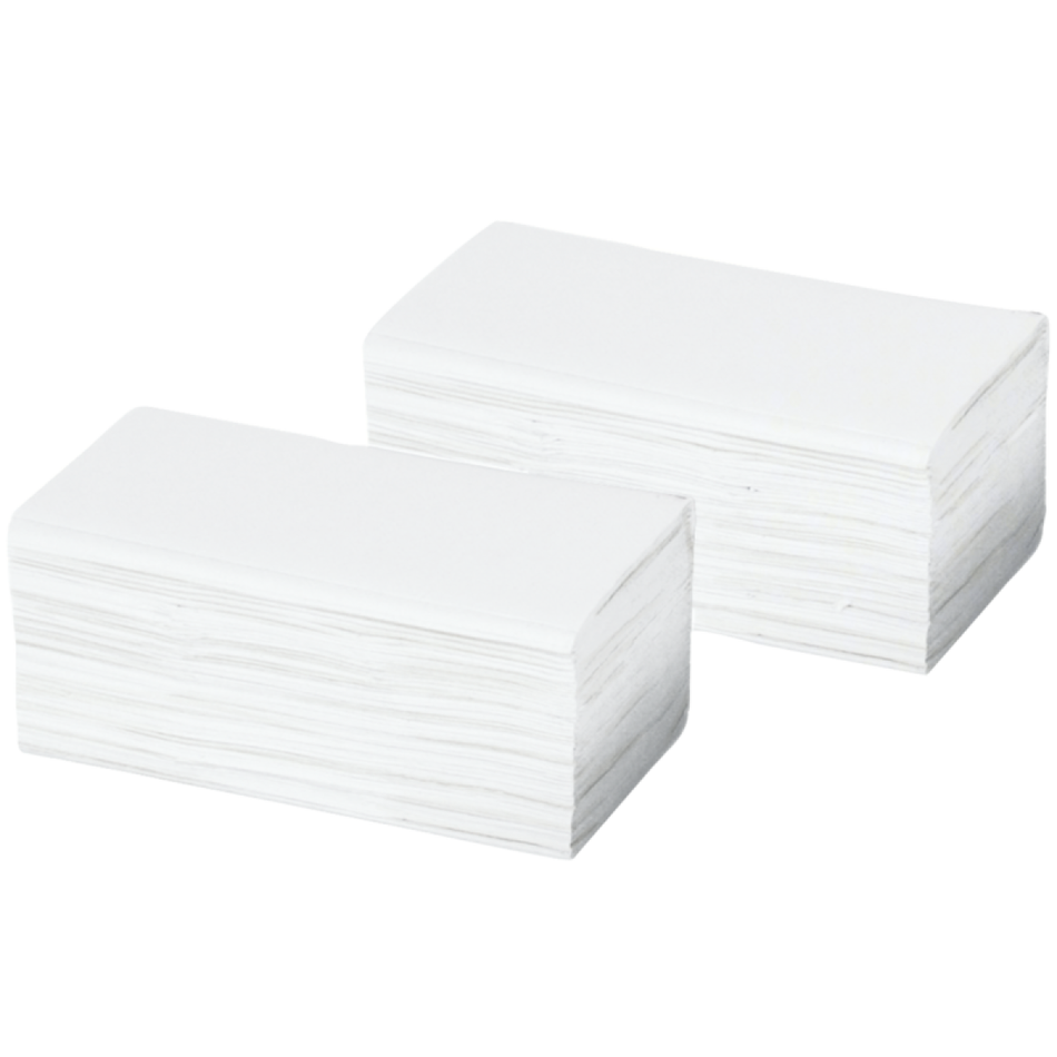 Paper towels, 2-ply, V-fold, 23 × 25 cm, white, pack of 3200