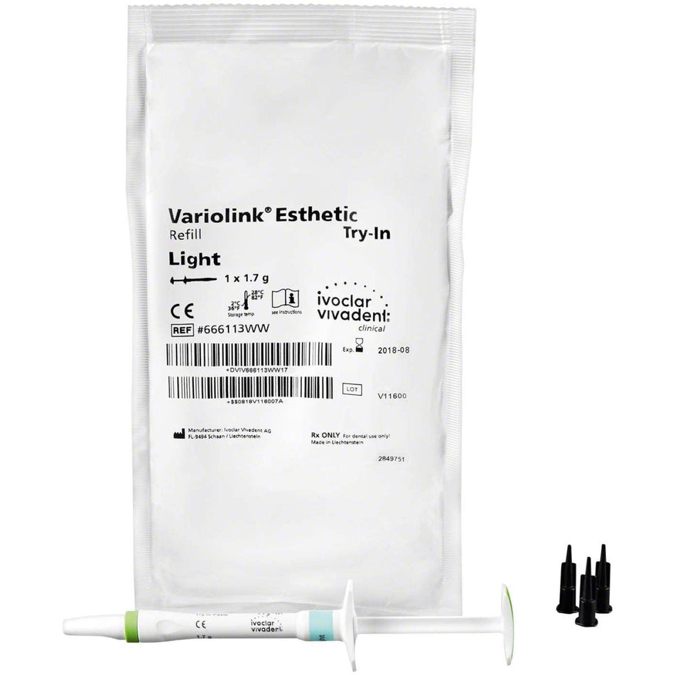 Variolink Esthetic Try-In, luting composite, light- and dual-curing, light, syringe of 1.7 g