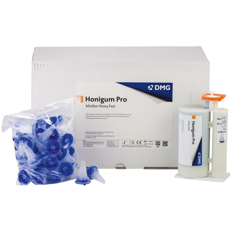 Honigum Pro Heavy MixStar Fast, pre-impression material, 5 double cartridges of 380 ml each