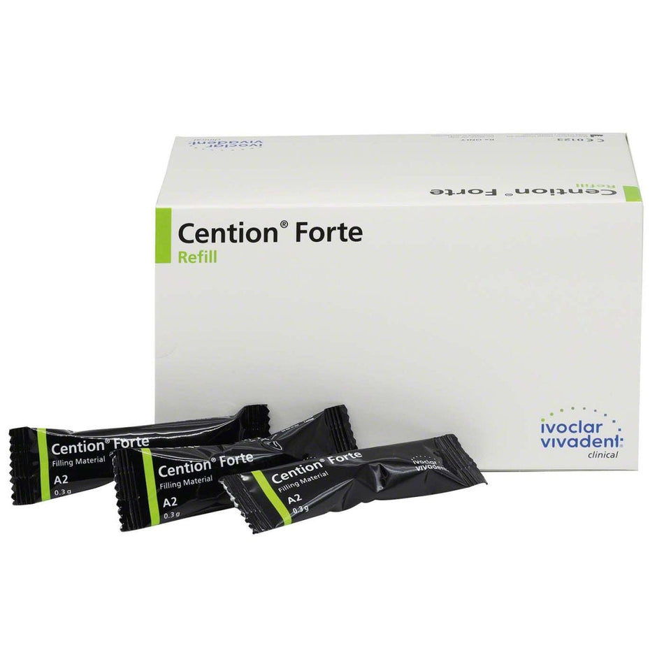 Cention Forte, filling material, self-hardening, radiopaque, A2, 50 capsules of 0.3 g each