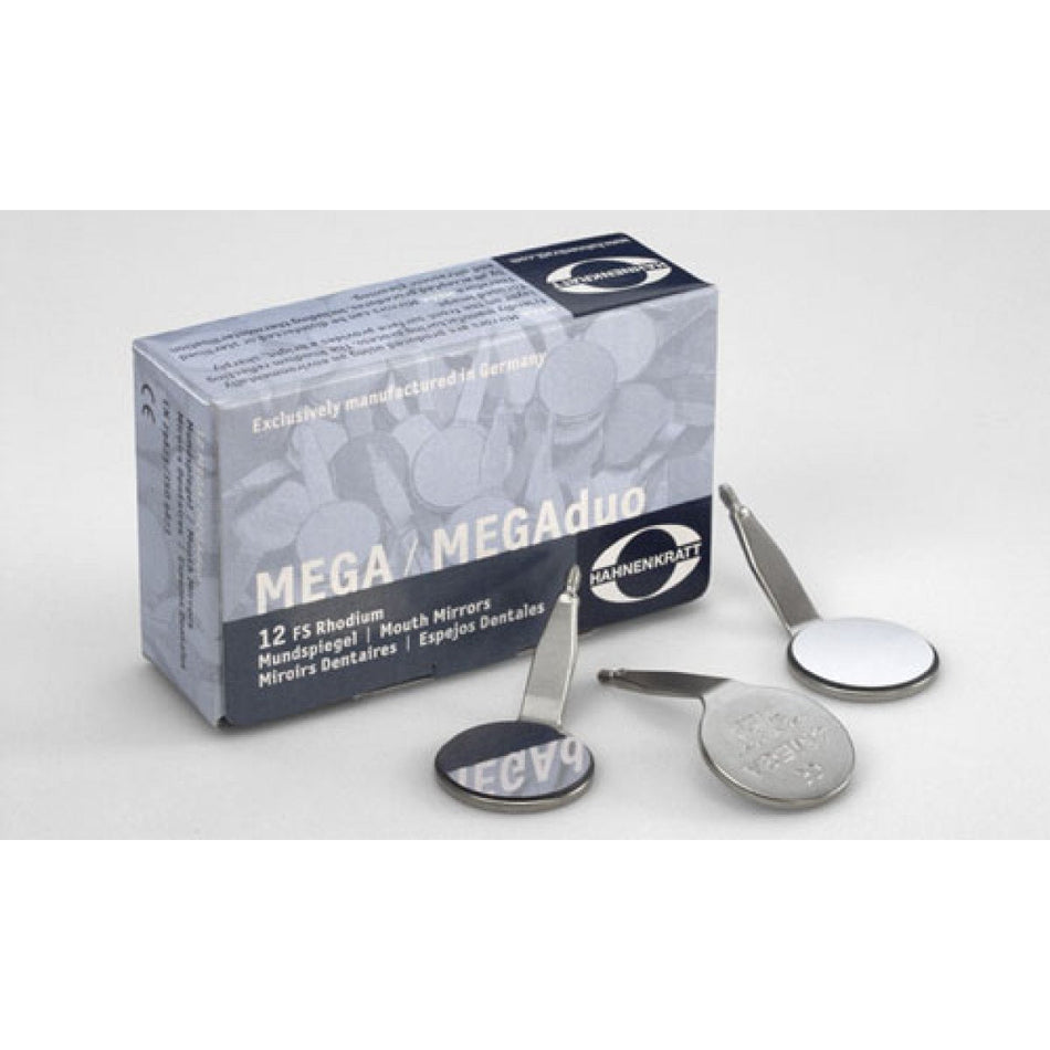 MEGA Rhodium Mouth Mirror, No. 4, Ø 22 mm, flat, pack of 12