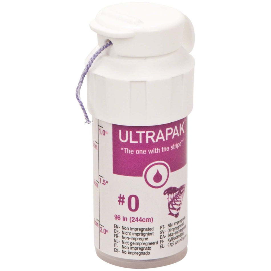 Ultrapak CleanCut, size 0, violet-white, can of 244 cm thread