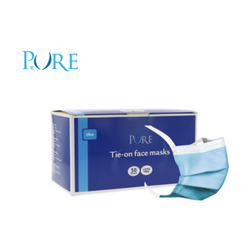 PURE face mask latex-free type IIR to tie - blue - 1 x 50 pieces