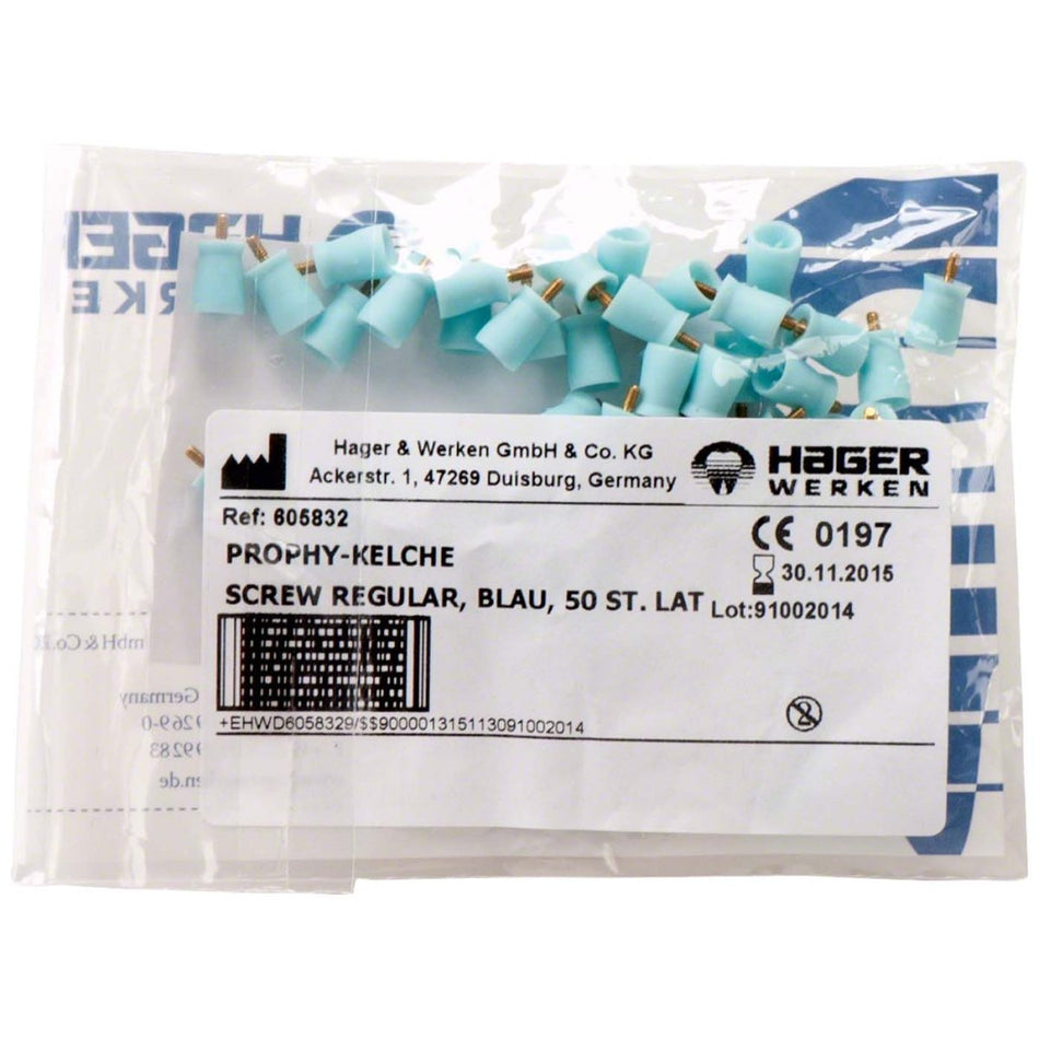 Prophy-Cup, cups, regular, screwable, blue, pack of 50