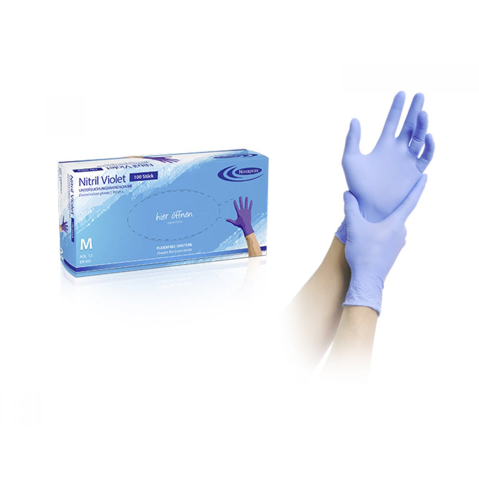 Novaprax Nitrile violet PF size M non-sterile, 100 pieces
