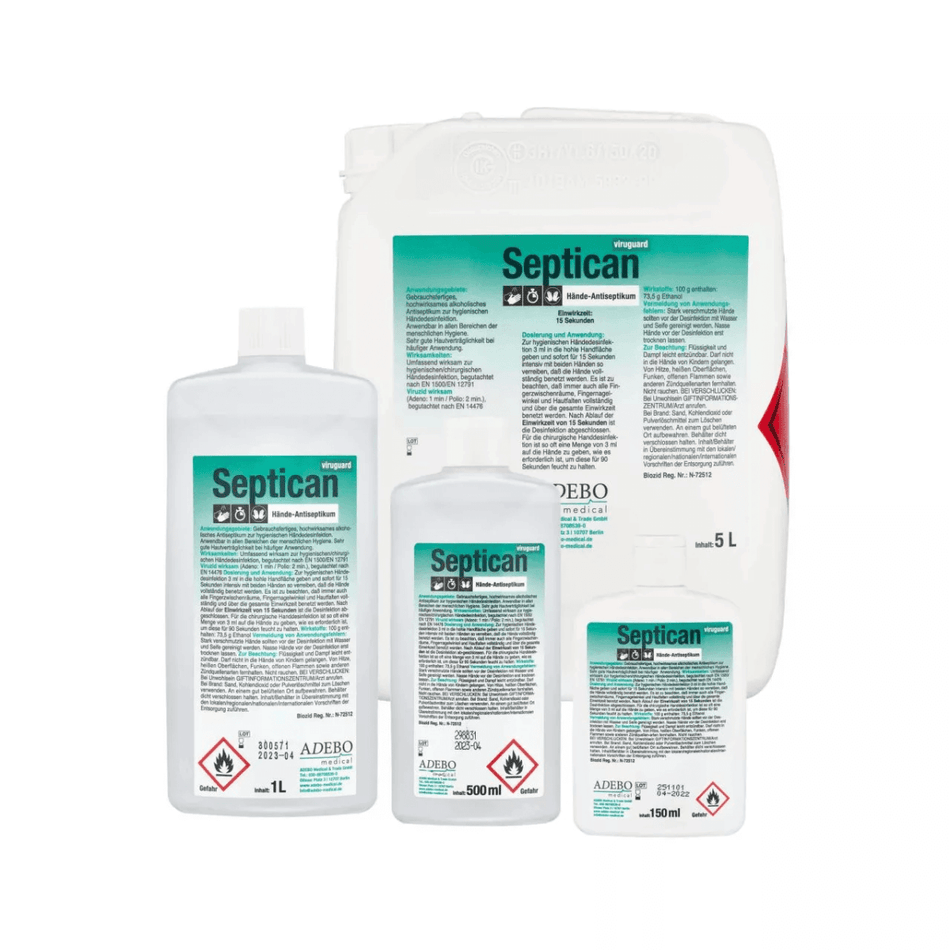 Hand disinfection, Septican, 5 liters, MRSA, BVDV (HCV)/Vaccinia, Rota, Adeno, SV40, Noroviruses - effective