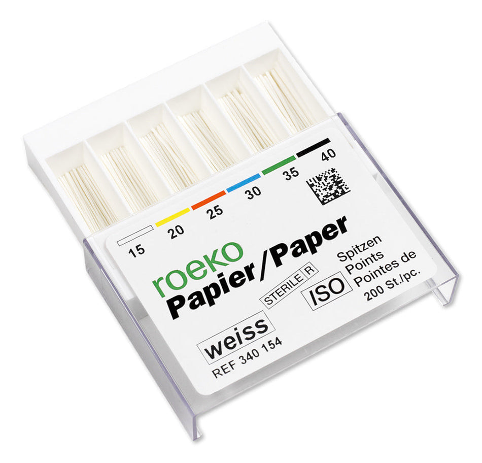 Roeko paper tips white 25 mm | Paper tips, white 28 mm ISO 060, pack of 120