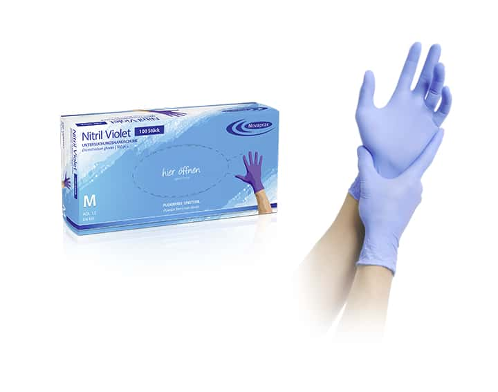 Novaprax Nitrile violet PF size XS non-sterile, 100 pieces