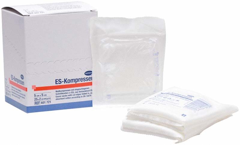 Es-compresses sterile 5x5 cm 8-ply, 25x2 pieces