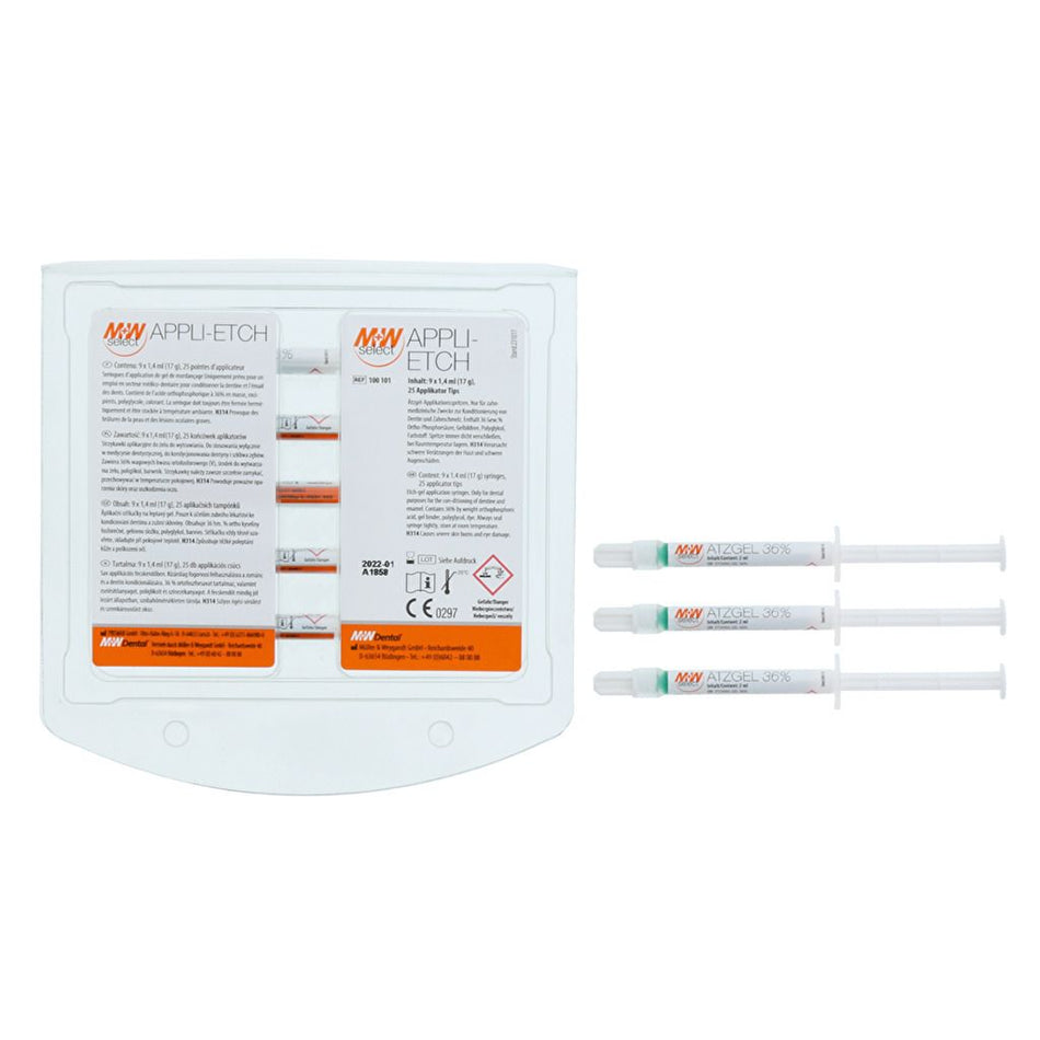 M+W Appli-Etch: 9 x 1.4 ml application syringes, 25 application cannulas