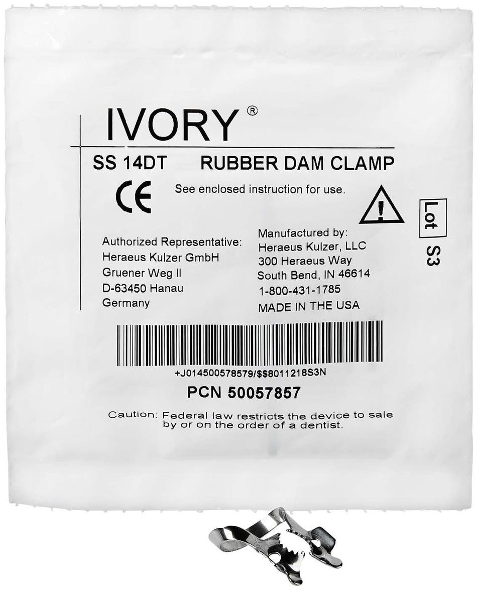 Ivory rubber dam clamp No. W 8A, 1 piece