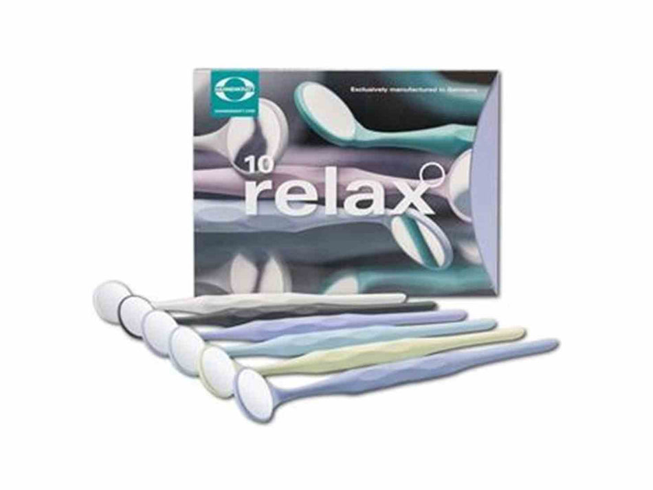 Mouth mirror Relax FS Rhodium, flat, pastel yellow, size 4, pack of 10