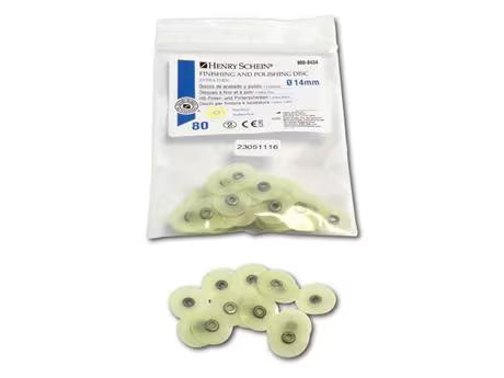 HS finishing and polishing discs extra thin - refill pack yellow - fine, Ø 14 mm, pack of 80 pieces