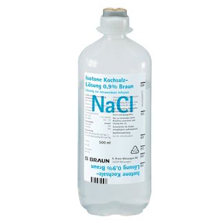 Saline solution 0.9% Isoton Ecoflac Brown, bottle of 250 ml