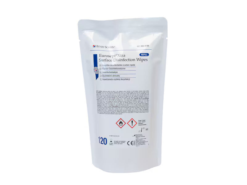 HS rapid disinfection wipes, EuroseptXtra format 14 x 20 cm, soaked, refill bag 120 wipes