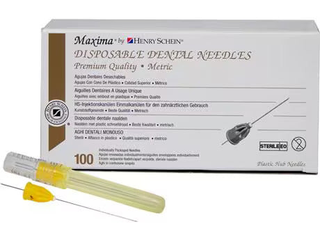 Maxima injection cannulas, 27G, 30 × 42, long, ? 0.4 mm, yellow, pack of 100