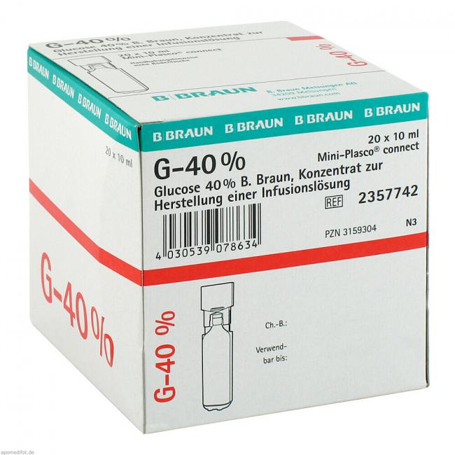 Glucose 40% Braun Minip Co 20×10 ml