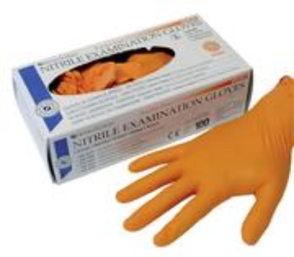 HS-Nitrile Gloves powder-free with odor orange - orange, size S, pack of 100