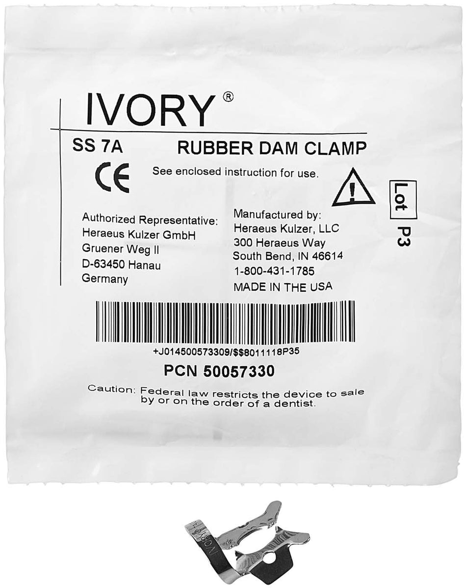 Ivory rubber dam clamp No. 7A, 1 piece