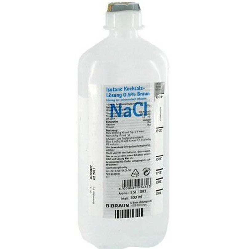 Saline solution 0.9% Isoton Ecoflac Brown, bottle of 500 ml