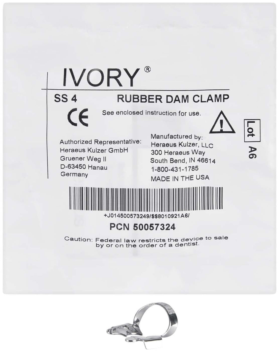 Ivory rubber dam clamp no. 4, 1 piece