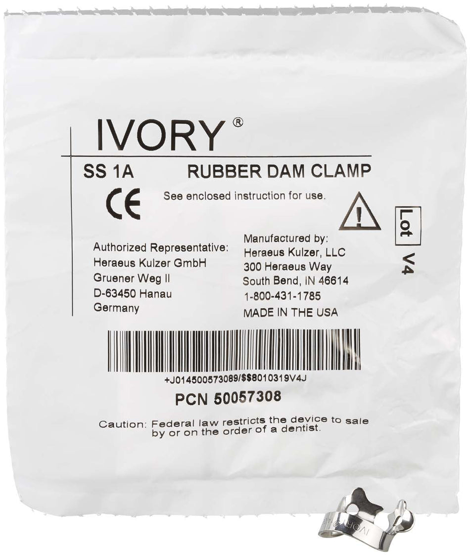 Ivory rubber dam clamp No. 1A, 1 piece