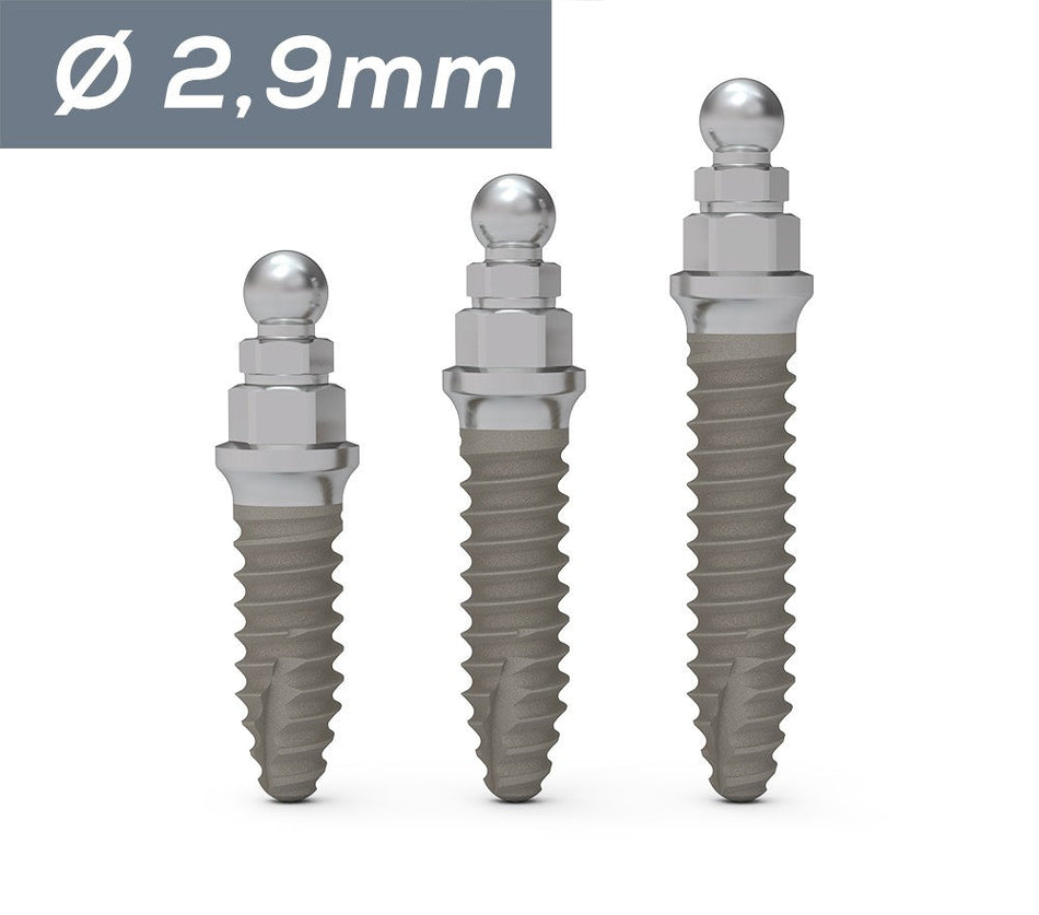 ICX–mini implant white, Ø 2.9mm, two-part, drilling depth/length: 10mm, 6 pieces