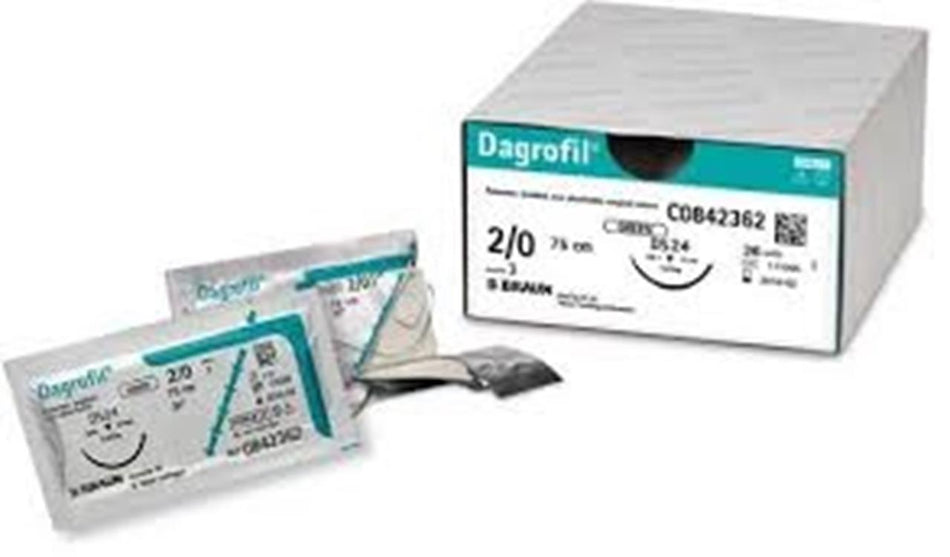 Dagrofil suture material, DS19, USP 3/0 2.0 EP, 45 cm, 12 foils