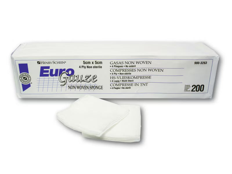 HS nonwoven compress, Euro Gauze, non-sterile, 5 × 5 cm, pack of 200