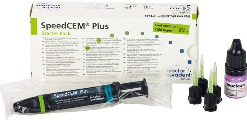 SpeedCEM Plus, transparent, starter pack 1 x 2.5 g, 1 g Ivoclean, 4 mixing cannulas, other accessories