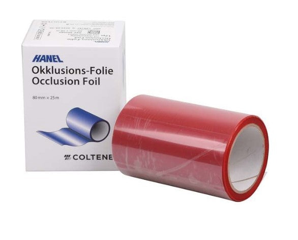 Hanel occlusion film 12µ, double-sided, 80 mm wide, red, roll of 25 m