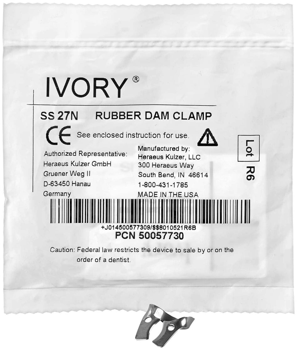 Ivory rubber dam clamp No. 27N, 1 piece