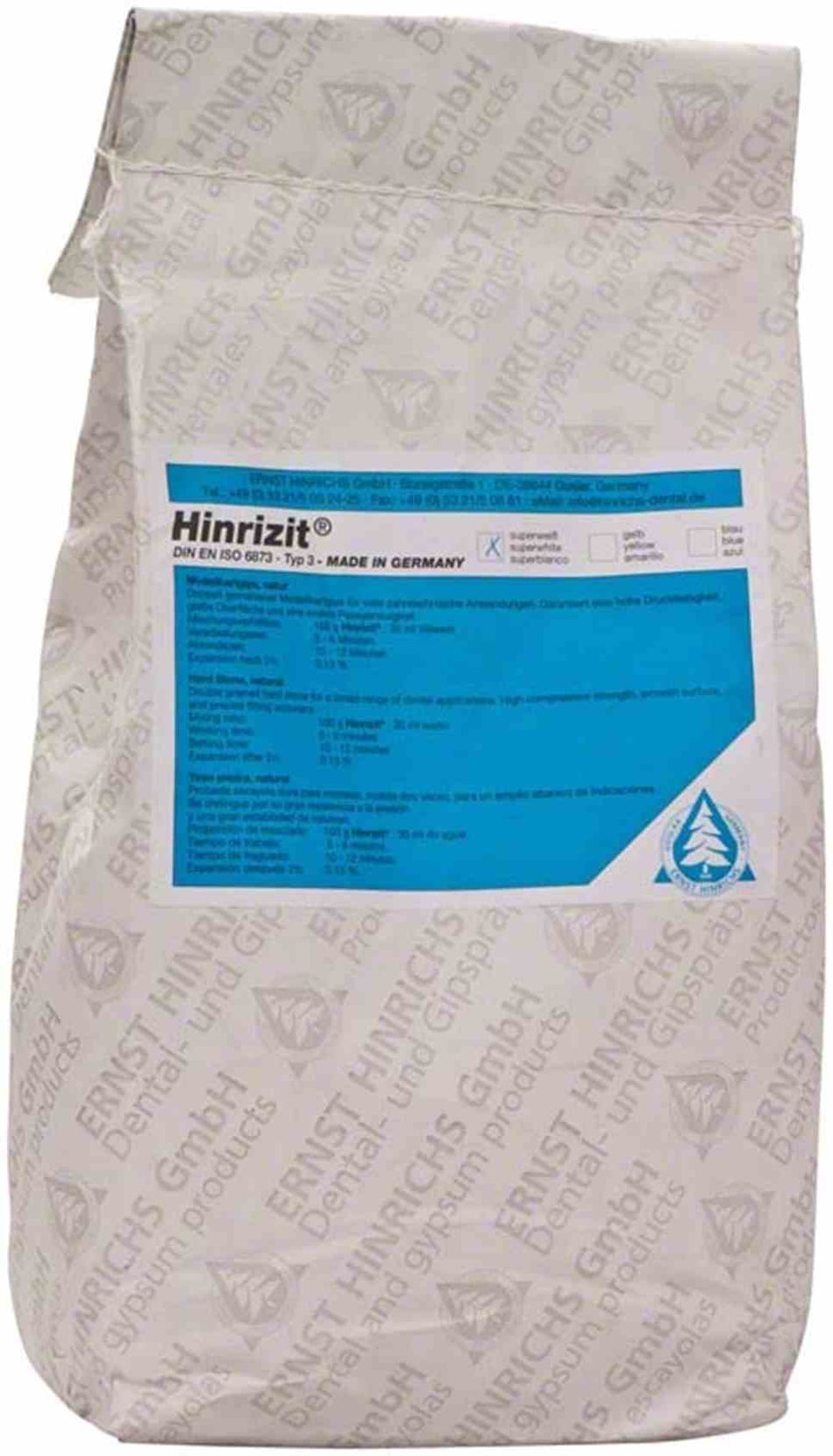 Hinrizit, gypsum, super white, pack of 25 kg