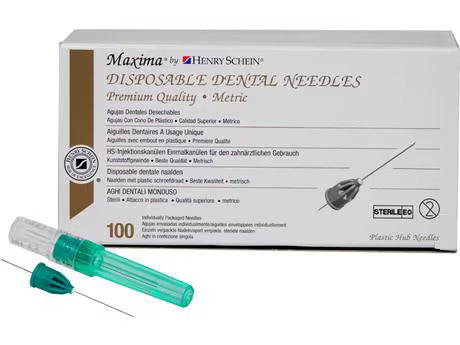 Maxima injection cannulas, 30G, 40 × 23, short, ? 0.3 mm, green, pack of 100