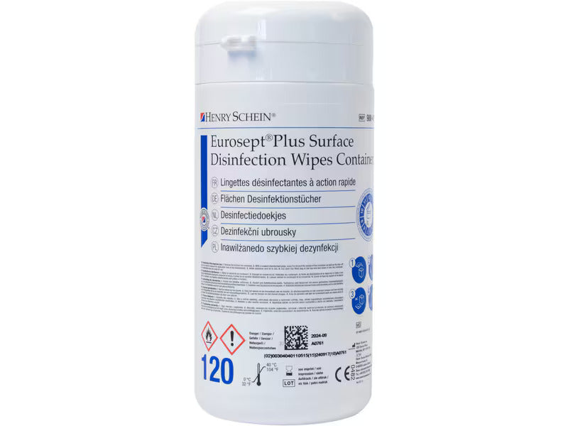 HS rapid disinfection wipes, EuroSept Plus Surface Disinfection Wipes format 13 x 20 cm, soaked, can of 120 wipes