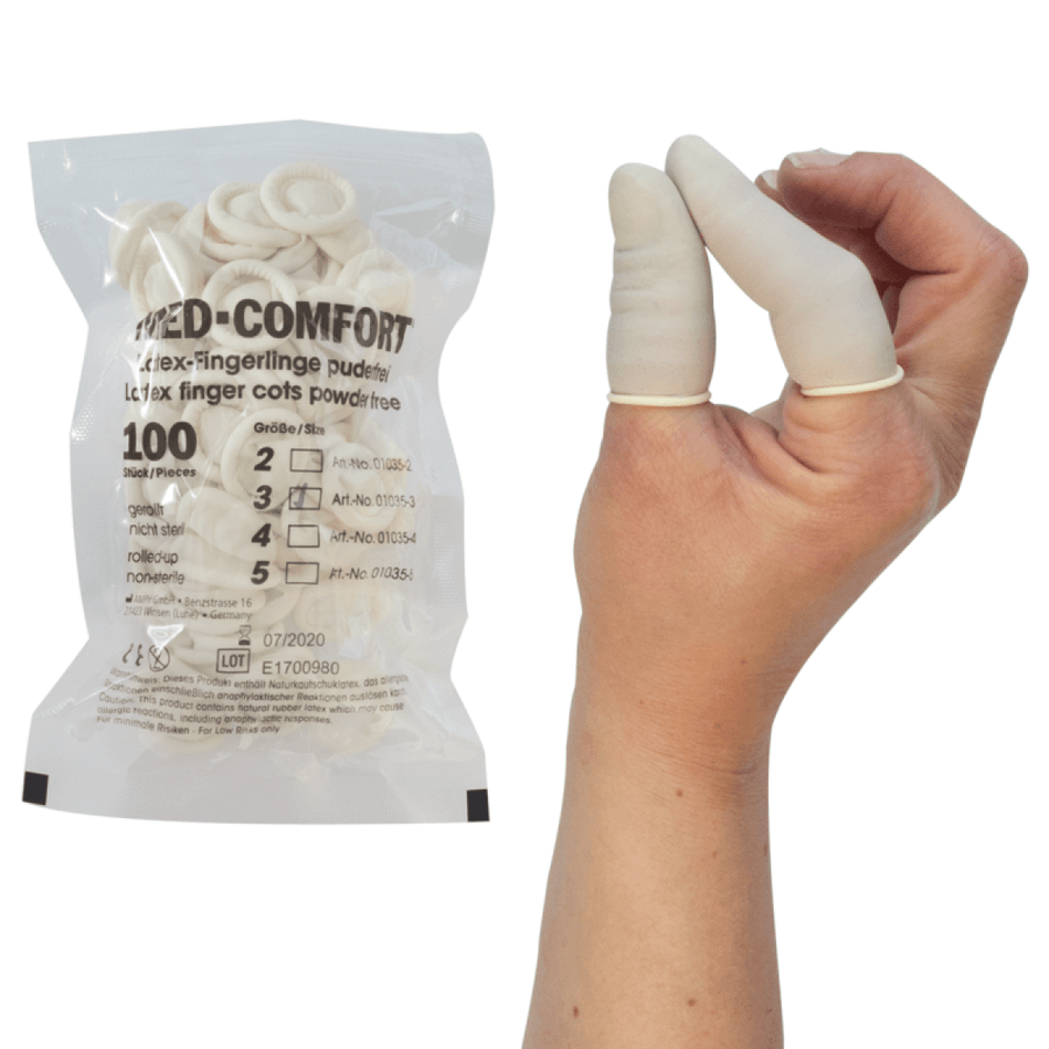 MED-COMFORT - Latex finger cots, powder-free - 2, 100 pieces