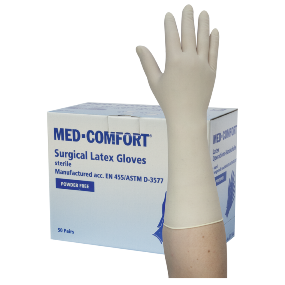 MED-COMFORT - sterile latex surgical gloves, powder-free - 8.0, 50 pairs