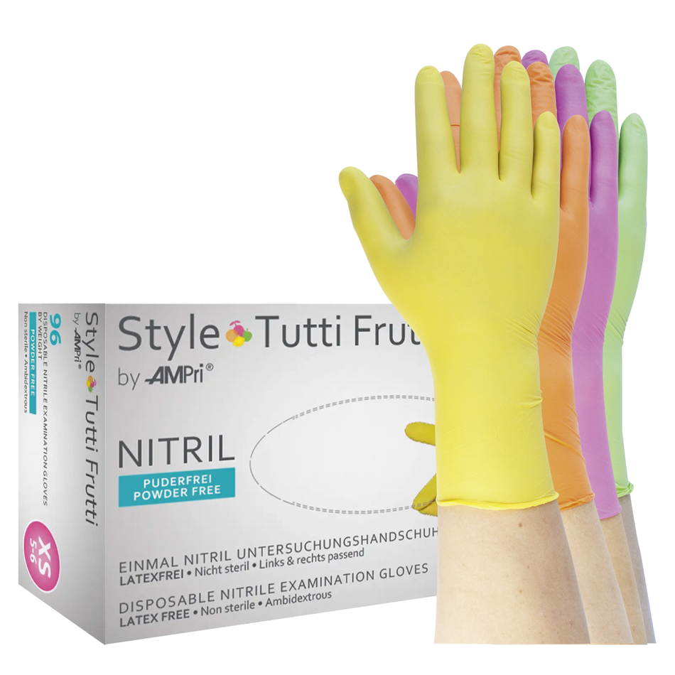 Style Tutti Frutti - Nitrile gloves, colour mix - S, 96 pieces