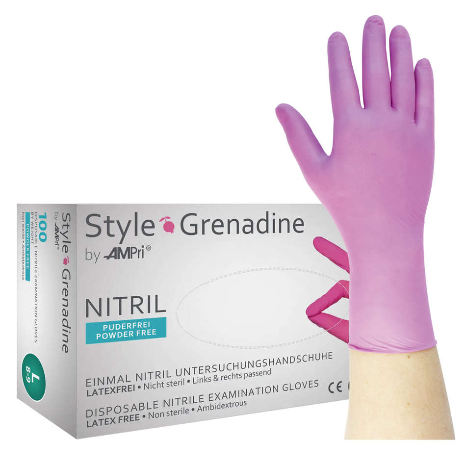 Style Grenadine - Nitrile gloves magenta, powder-free - M, 100 pieces