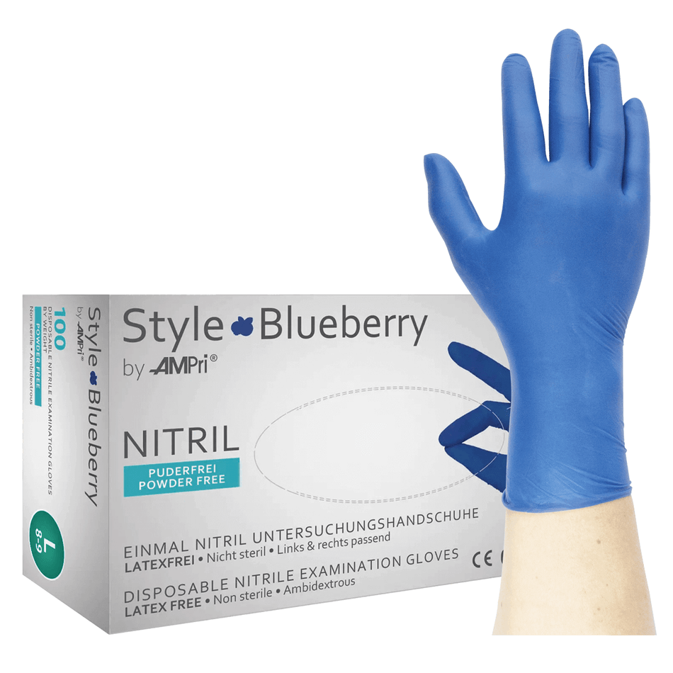 Style Blueberry - Nitrile gloves dark blue, powder-free - M, 100 pieces