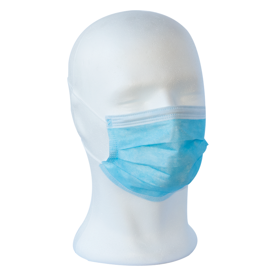 ECO-PLUS face mask - remaining stock - 3-ply, with elastic bands - blue, 50 pieces