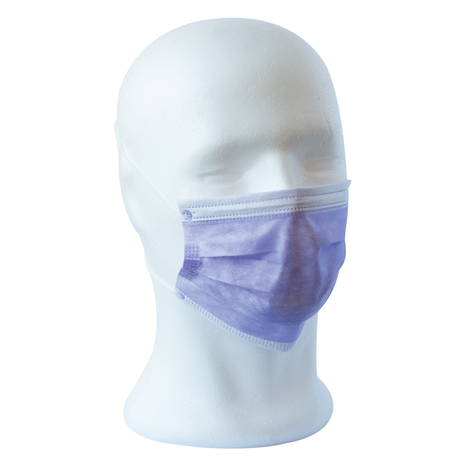 RUNDAS face mask - 3-ply, with elastic bands - purple, 50 pieces