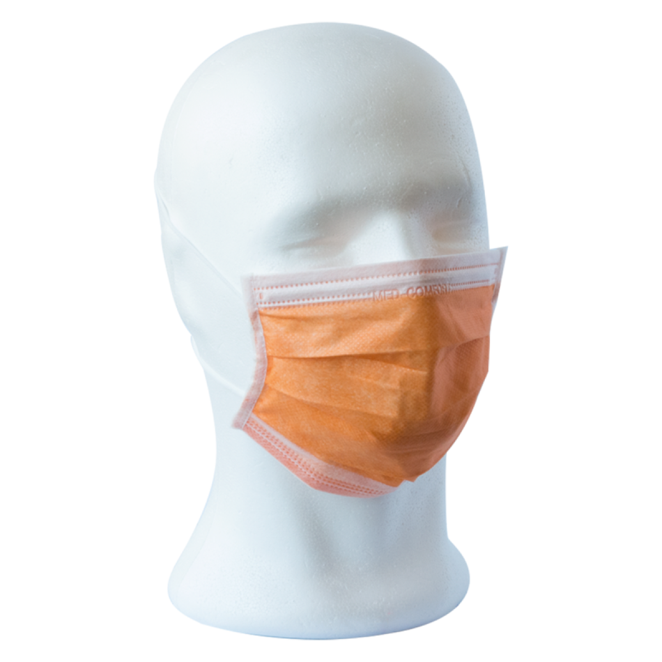 MED-COMFORT face mask type IIR - 3-ply, with elastic bands - orange, 50 pieces