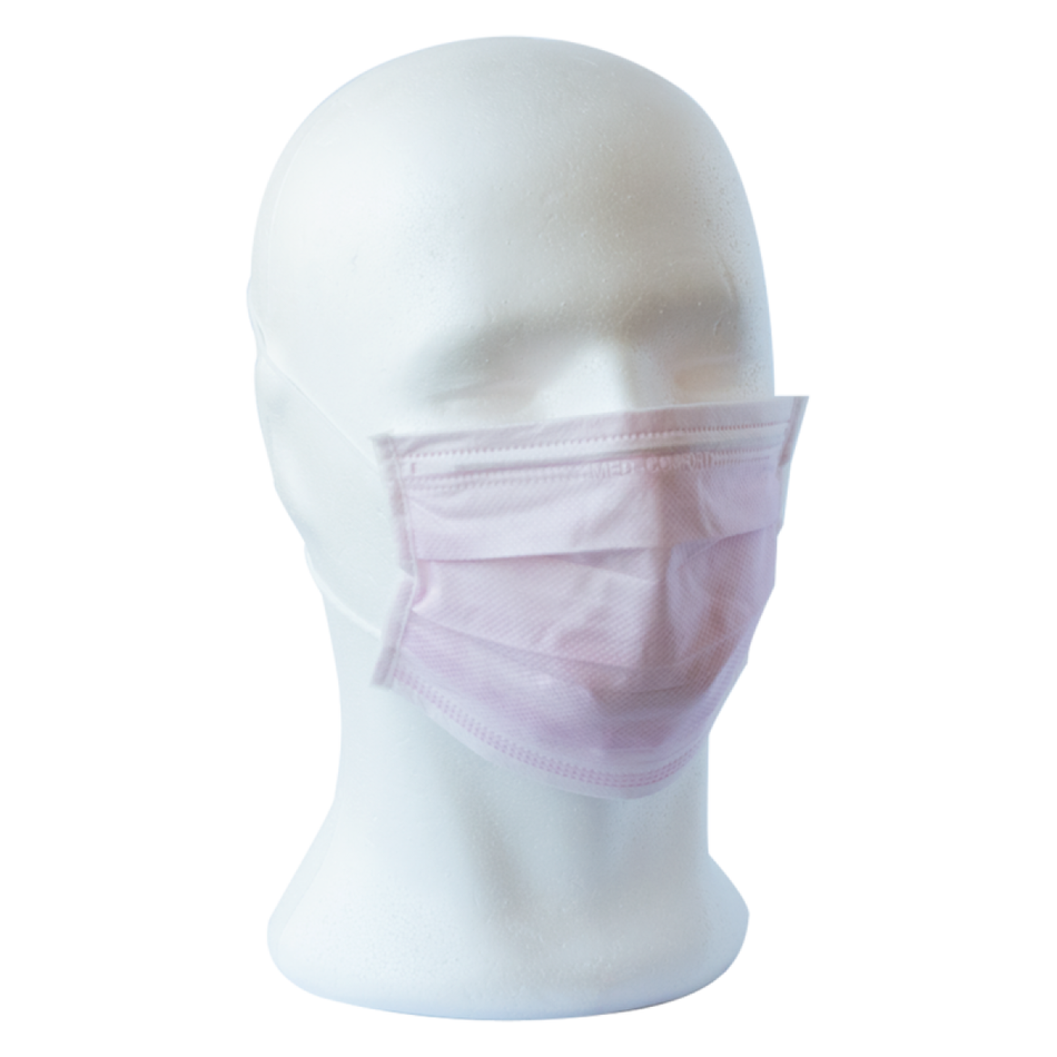 MED-COMFORT face mask type IIR - 3-ply, with elastic bands - pink, 50 pieces