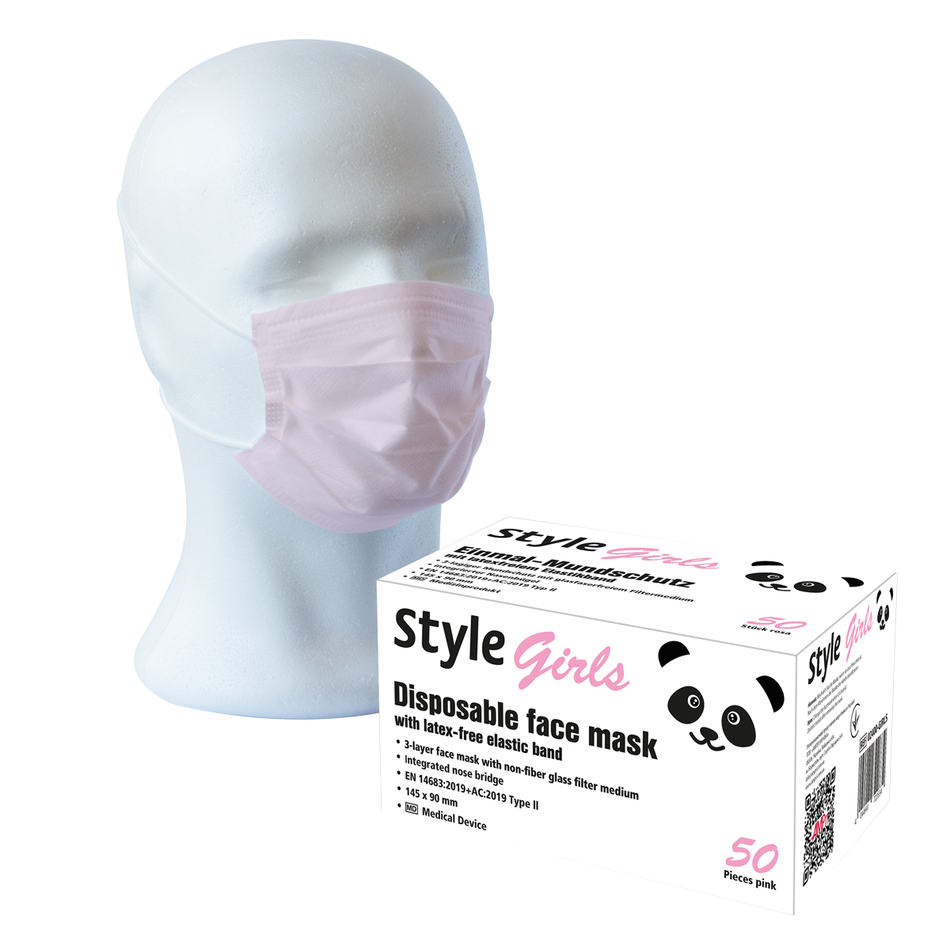 Style Kids - Children's face mask - pink, 50 pieces