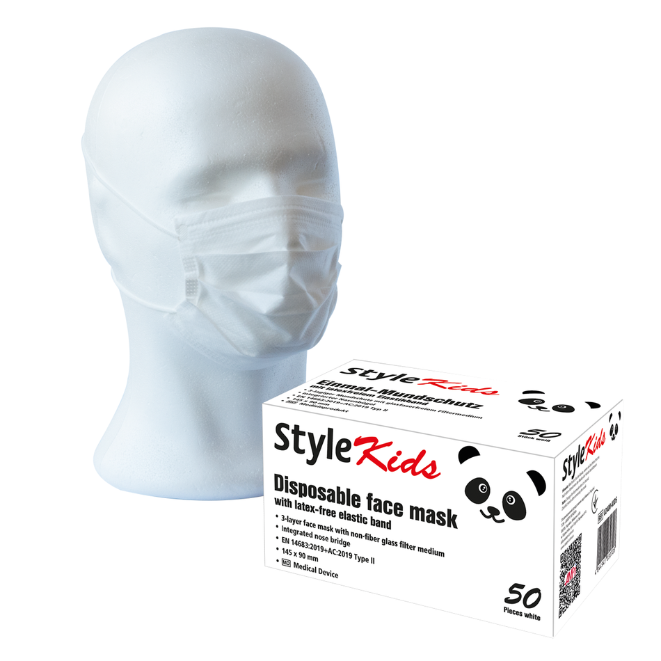 Style Kids - Children's face mask - white, 50 pieces